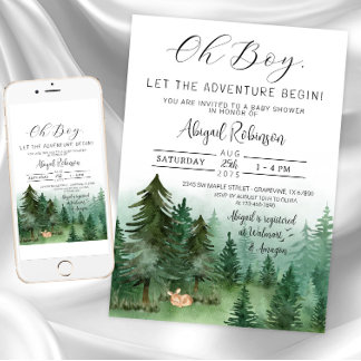 Invitation Garçon Renard Bois Oh Garçon Baby Shower