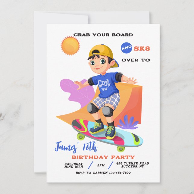 Invitation Garçon Skatepark (Devant)