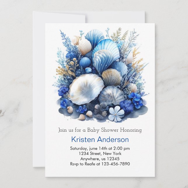 Invitation Garçon sous le Baby shower marin (Devant)