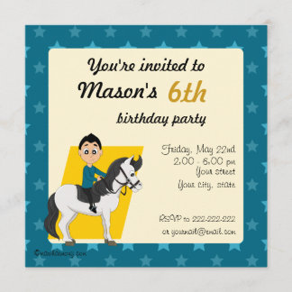Invitation Garçon sur dessin de cheval anniversaire imprimer 