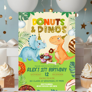 Invitation Garçon Vert Gâteaux & Dinosaures Thème Dino Fête d