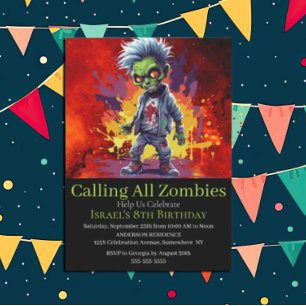 Invitation Garçon zombie d'anniversaire d'apocalypse