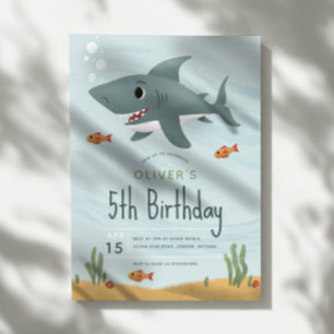 Invitation Garçons adorable requin sous l'océan Mer 5e annive