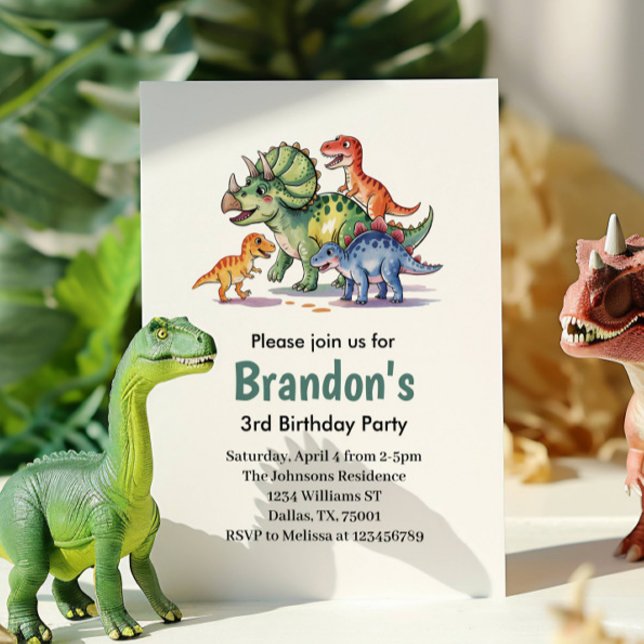 Invitation Garçons adorables Dinosaur Anniversaire (Créateur téléchargé)