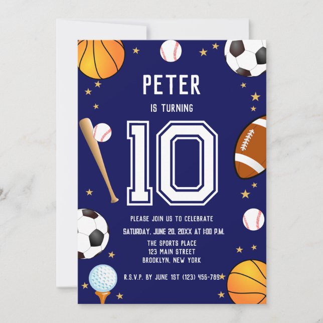 Invitation Garçons Anniversaire de enfant sportif moderne (Devant)