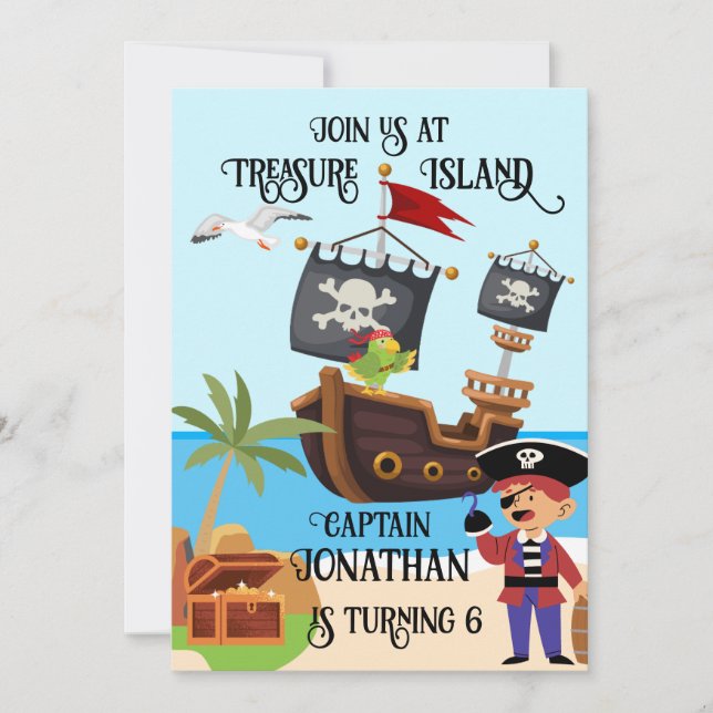 Invitation Garçons Anniversaire Personnalisable Pirate Party (Devant)