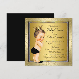 Invitation Garçons Baby shower Black Gold
