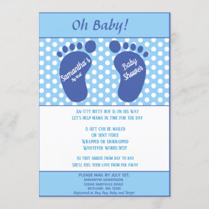 Invitation Garçons Baby shower longue distance bébé pied impr