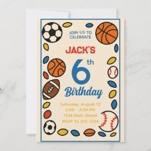 Invitation Garçons Cute Sports Football Anniversaire
