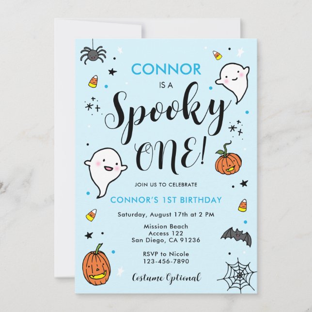 Invitation Garçons Éffrayant Un Halloween 1er Anniversaire In (Devant)