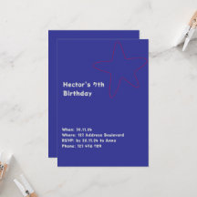 Invitation garçons étoile bleu rouge