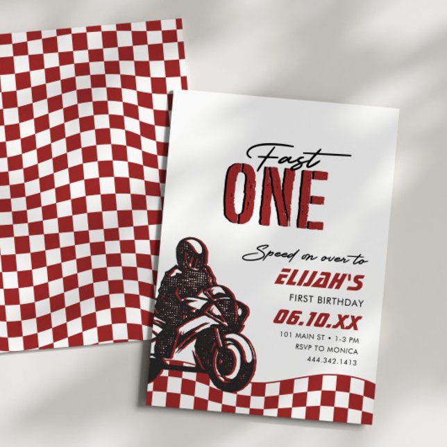 Invitation Garçons Fast One 1st Dirt Bike Birthday (Créateur téléchargé)