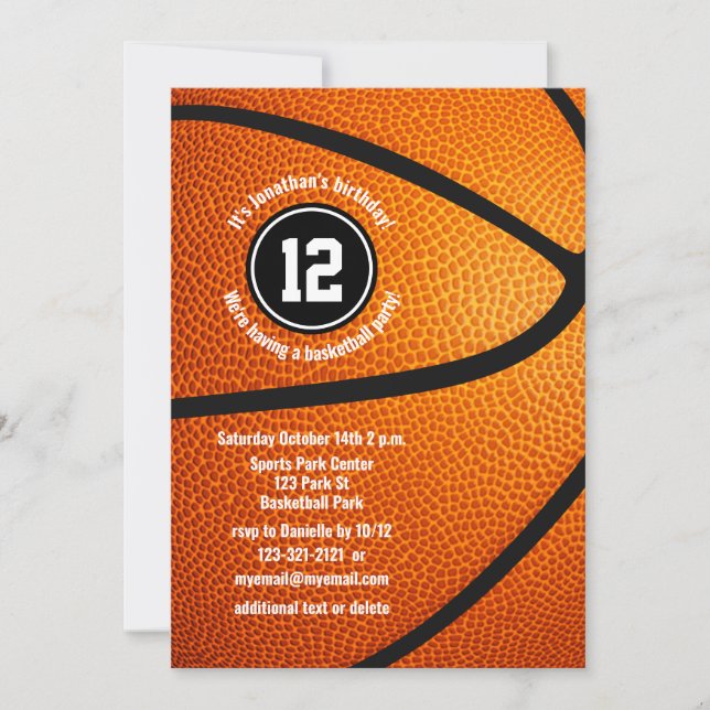 Invitation garçons filles basket-ball fête d'anniversaire équ (Devant)