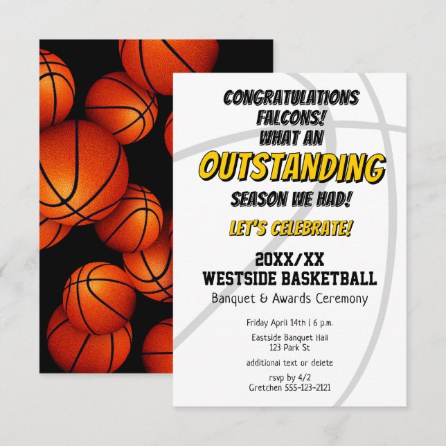 Invitation garçons filles fin de la saison de basket (Devant / Derrière)