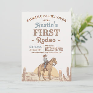 Invitation Garçons Marron Western Cowboy Premier Rodéo 1er An