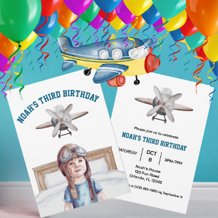 Invitation Garçons Mignon Avion Voyage Enfants Anniversaire A