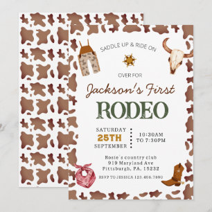 Invitation Garçons Mon premier rodéo Cowboy 1er anniversaire