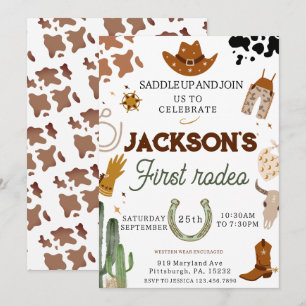 Invitation Garçons Mon premier rodéo Cowboy 1er anniversaire