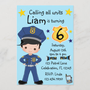 Invitation Garçons Officier de Police Anniversaire