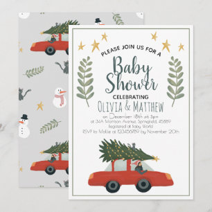Invitation Garçons Rustique mignonne sapin de Noël étoiles Ba