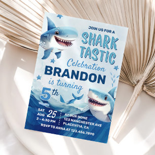 Invitation Garçons sous l'océan marin requin 5e anniversaire