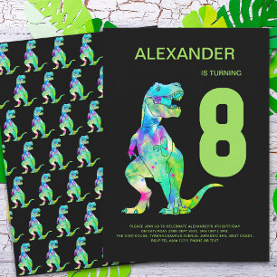 Invitation Garçons T-Rex Dino 8ème Anniversaire