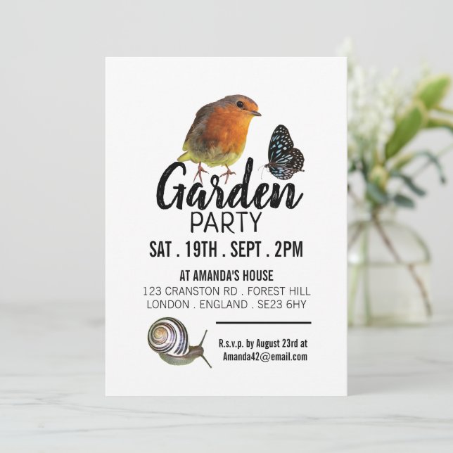 Invitation Garden Creatures, Rustic Garden Party (Debout devant)