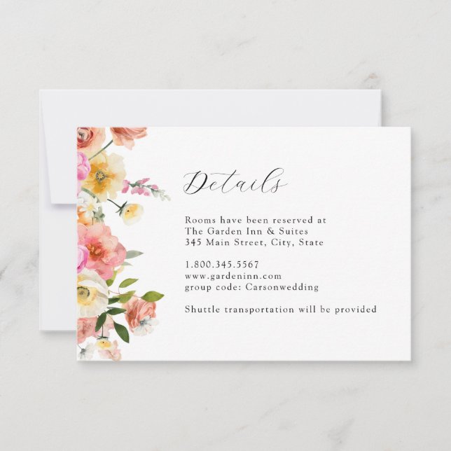 Invitation Garden Floral Wedding Details Card (Devant)