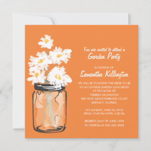 Invitation Garden Party Mason Jar & White Daisies