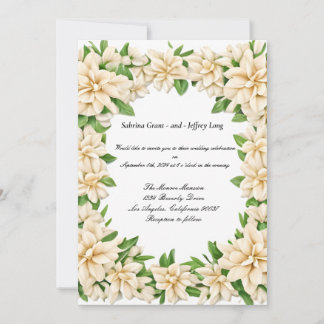 Invitation Gardenia blanc Mariage de fleurs