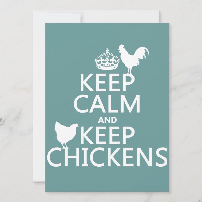 Invitation Gardez le calme et gardez les poulets (n'importe q (Devant)