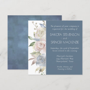 Invitation Garland floral bouché Pastel Blue Cream Mariage