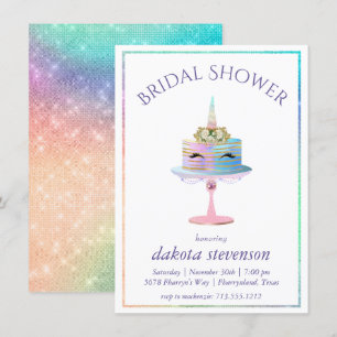 Invitation Gâteau à licorne magique   Douche aquarelle Imagin