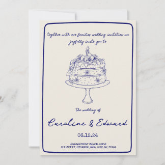 Invitation Gâteau à main moderne mariage de boho rétro