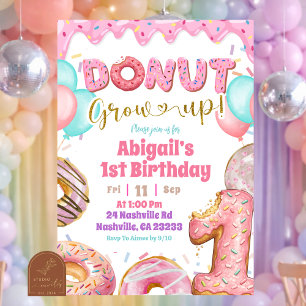 Invitation Gâteau Anniversaire Croissance Donut Glacé Sucré P