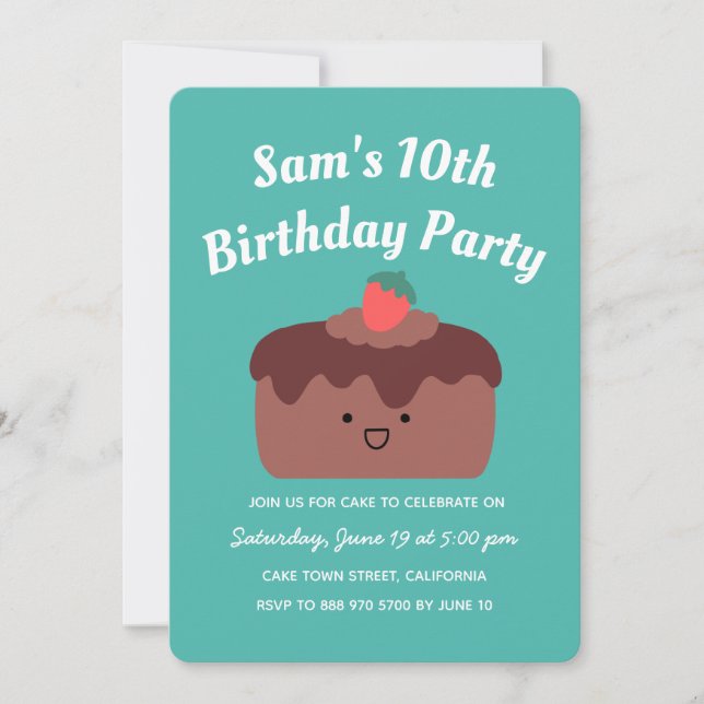 Invitation Gâteau au chocolat Brown fête d'anniversaire (Devant)