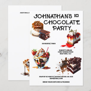 Invitation Gâteau au chocolat dessert fête pour enfants thème