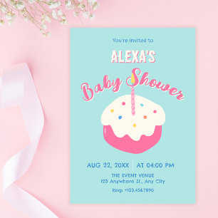 Invitation Gâteau bleu rose baby shower