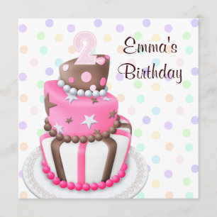 Invitation Gâteau Brun Rose Présente La Fête D'anniversaire D