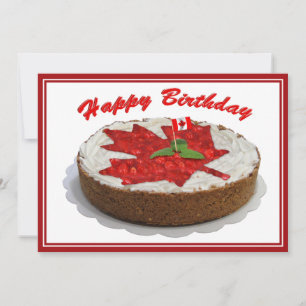 Invitation Gâteau canadien en feuille d'érable cerise