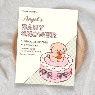 Invitation Gâteau chiot mignon pour une baby shower