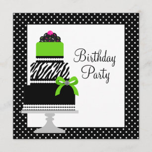 Invitation Gâteau cupcake rayé vert citron Anniversaire