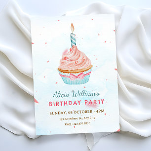 INVITATION GÂTEAU D'ANNIVERSAIRE À L'AQUARELLE