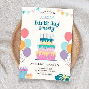 Invitation Gâteau d'anniversaire amusant