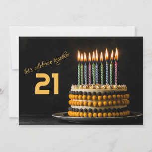Invitation Gâteau d'anniversaire avec bougies