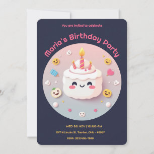 Invitation Gâteau d'anniversaire avec Emojis et bougies