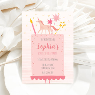 Invitation Gâteau d'anniversaire de la licorne