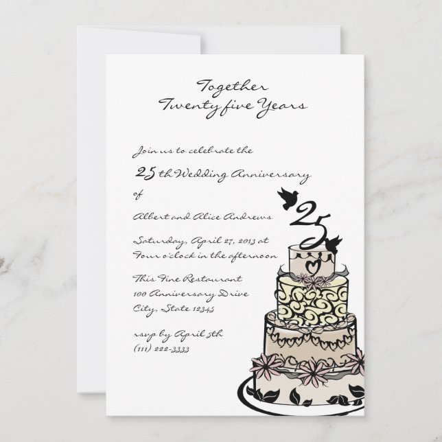 Invitation Gâteau d'anniversaire de mariage (Devant)