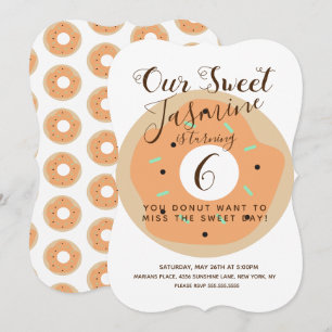 Invitation Gâteau d'anniversaire donut doux citrouille paille