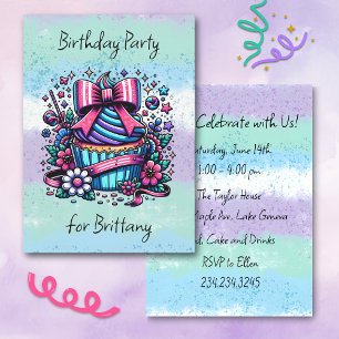Invitation Gâteau d'anniversaire Fantaisie Personnalisé
